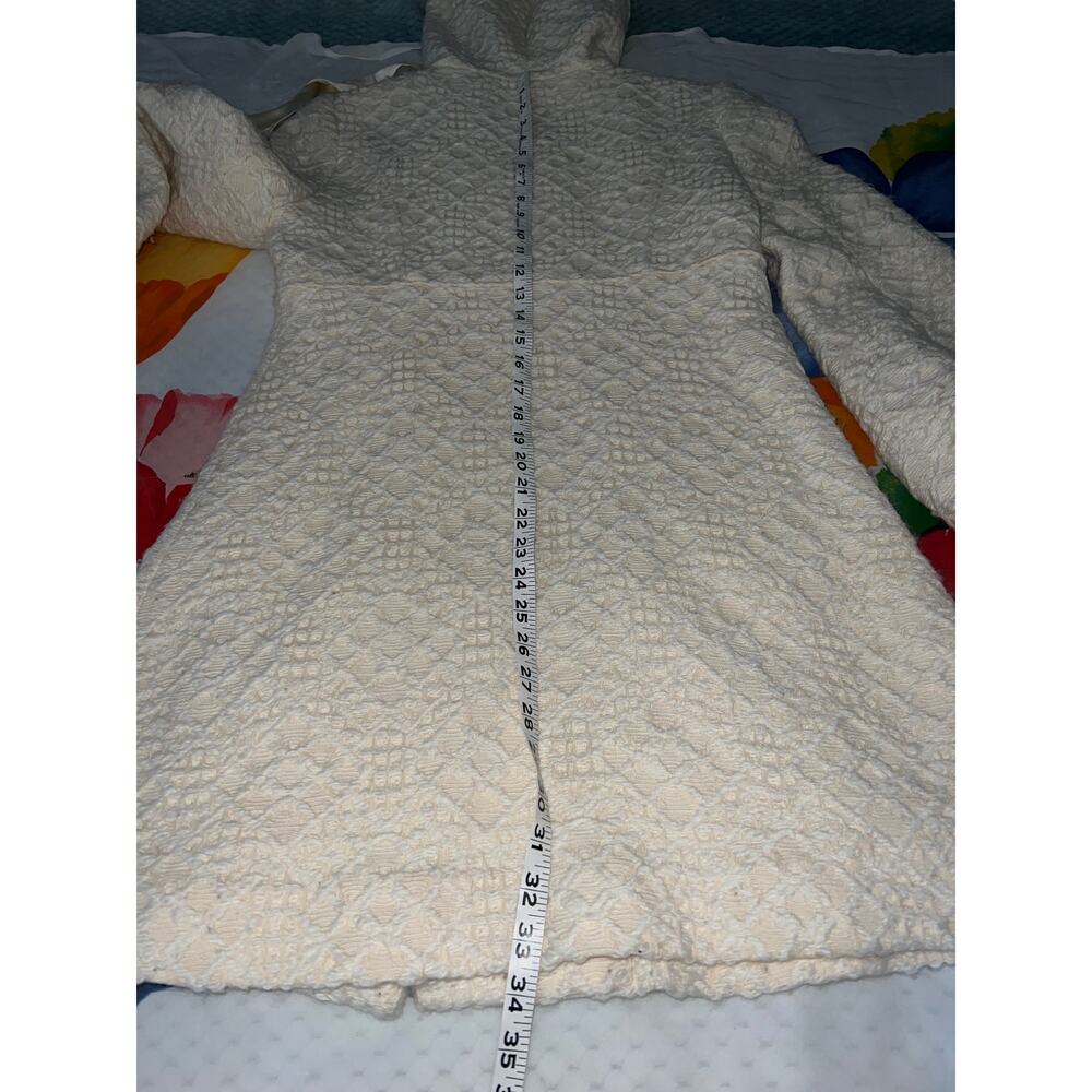 026 Elevenses Anthropologie Ivory Textured Hooded Coat Women’s 6 - Picture 4 of 6